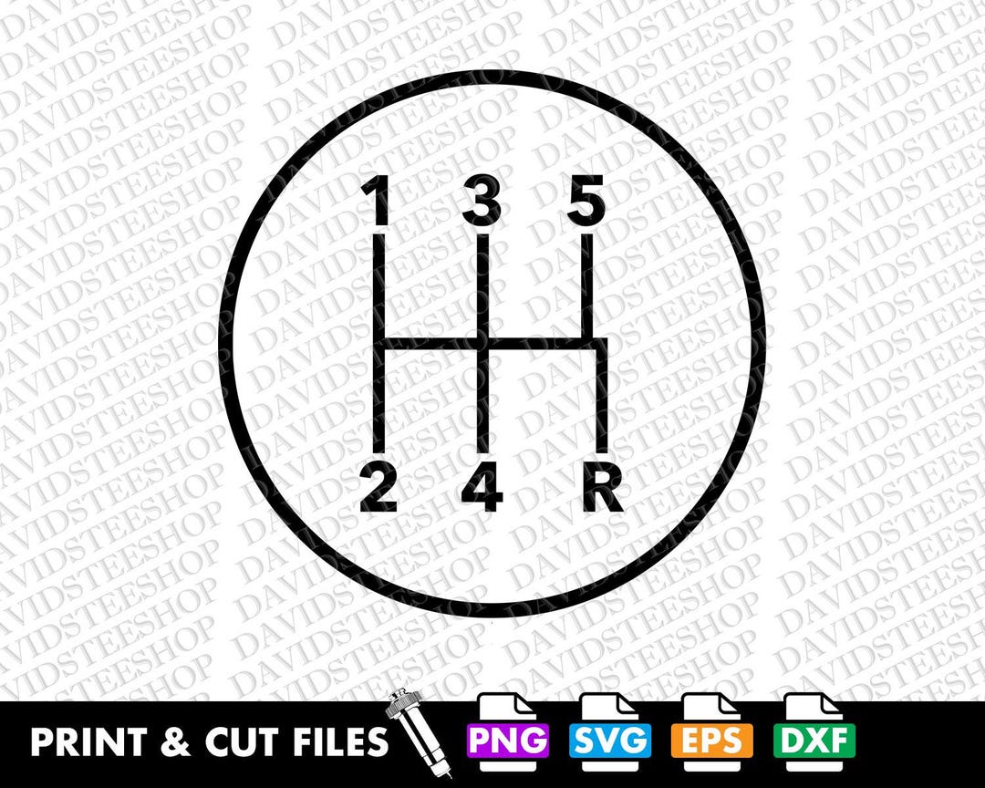 5 Speed Gear Transmission SVG: Manual Shift Pattern (digital Download ...