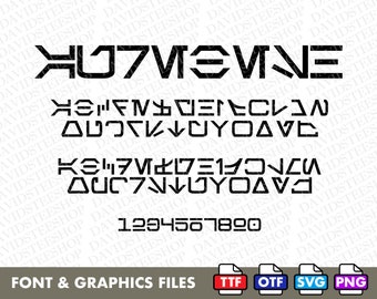 Star Aurebesh Galactic Alphabet Font, Vector Cut File (ttf, otf, svg, png)