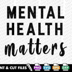 Questioni di salute mentale in formato SVG, Clipart di consapevolezza positiva (download digitale)