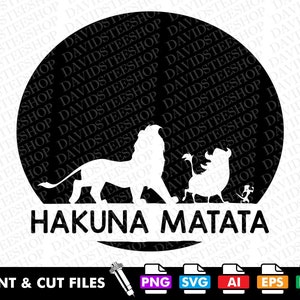 Hakuna Matata Lion King Simba Timon Pumbaa Vacay Trip Svg Vector Cut File Clipart Download for Cricut Silhouette (Svg, Png, Eps, Ai, Dxf)