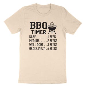 BBQ Timer T-Shirt: Funny Beer Grilling Super Soft Cotton Unisex Tee