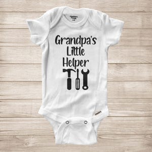Grandpa&#39;s Little Helper gift Super Soft Cotton Baby Infant Gerber® Bodysuit Onesie Baby Announcement Bodysuit, Grandpa Funny baby Bodysuit