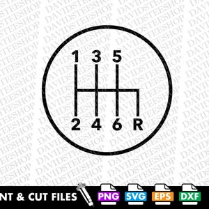 6-Speed Gear Shift Pattern Svg: Car Enthusiast Png (Digital Download) Stick Shift Manual