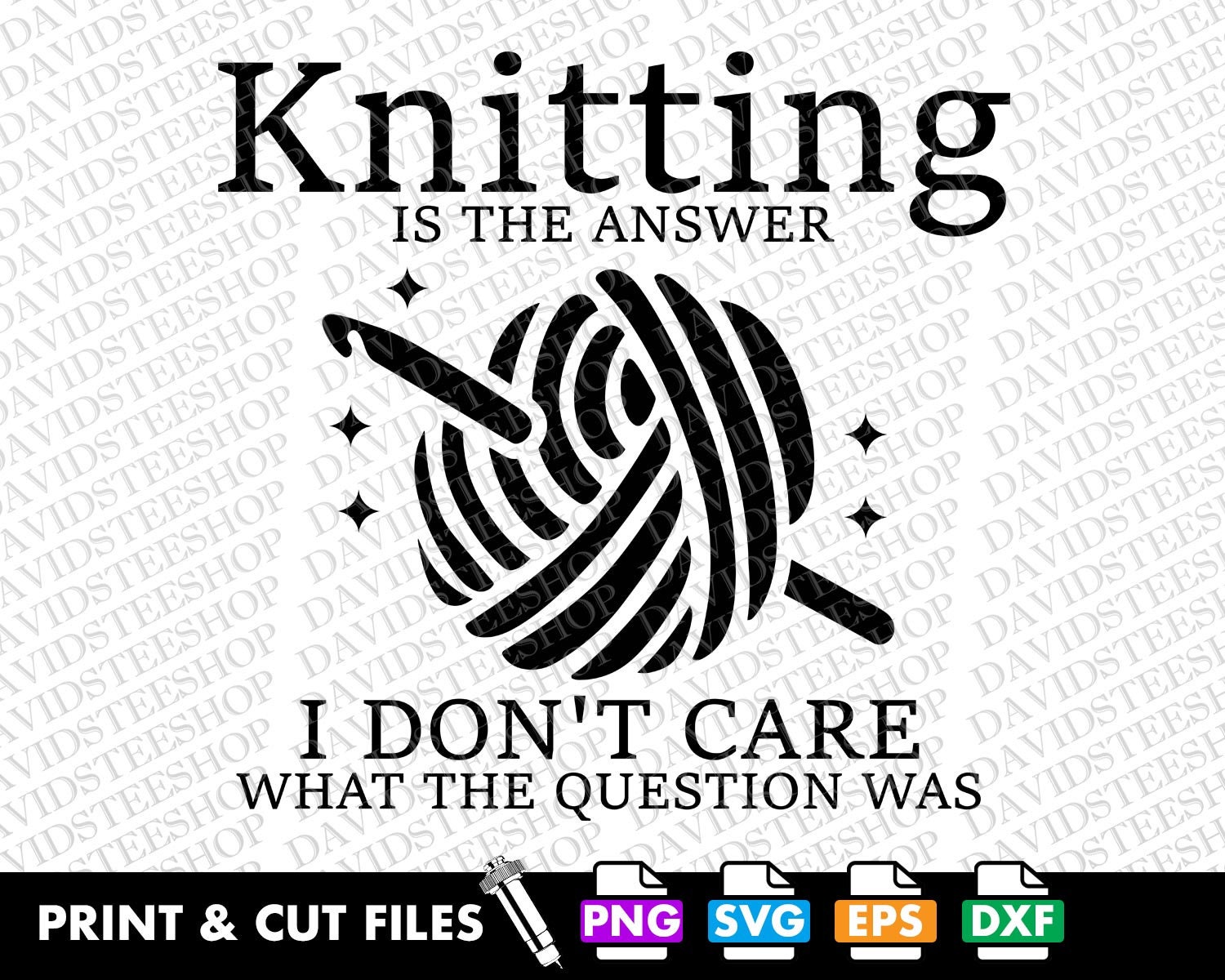 Cute Funny Knitting Quote Svg Knitting is the Answer Vector Cut File ...