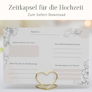 Zeitkapsel Karten Hochzeit zum Herunterladen - schöne Alternative zum Gästebuch - Fragekarten zum Ausfüllen