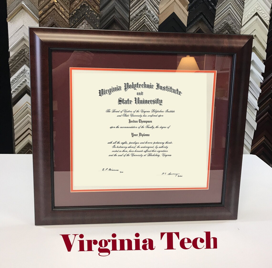 Customized Virginia Tech Diploma Certificate Wooden Frame Etsy