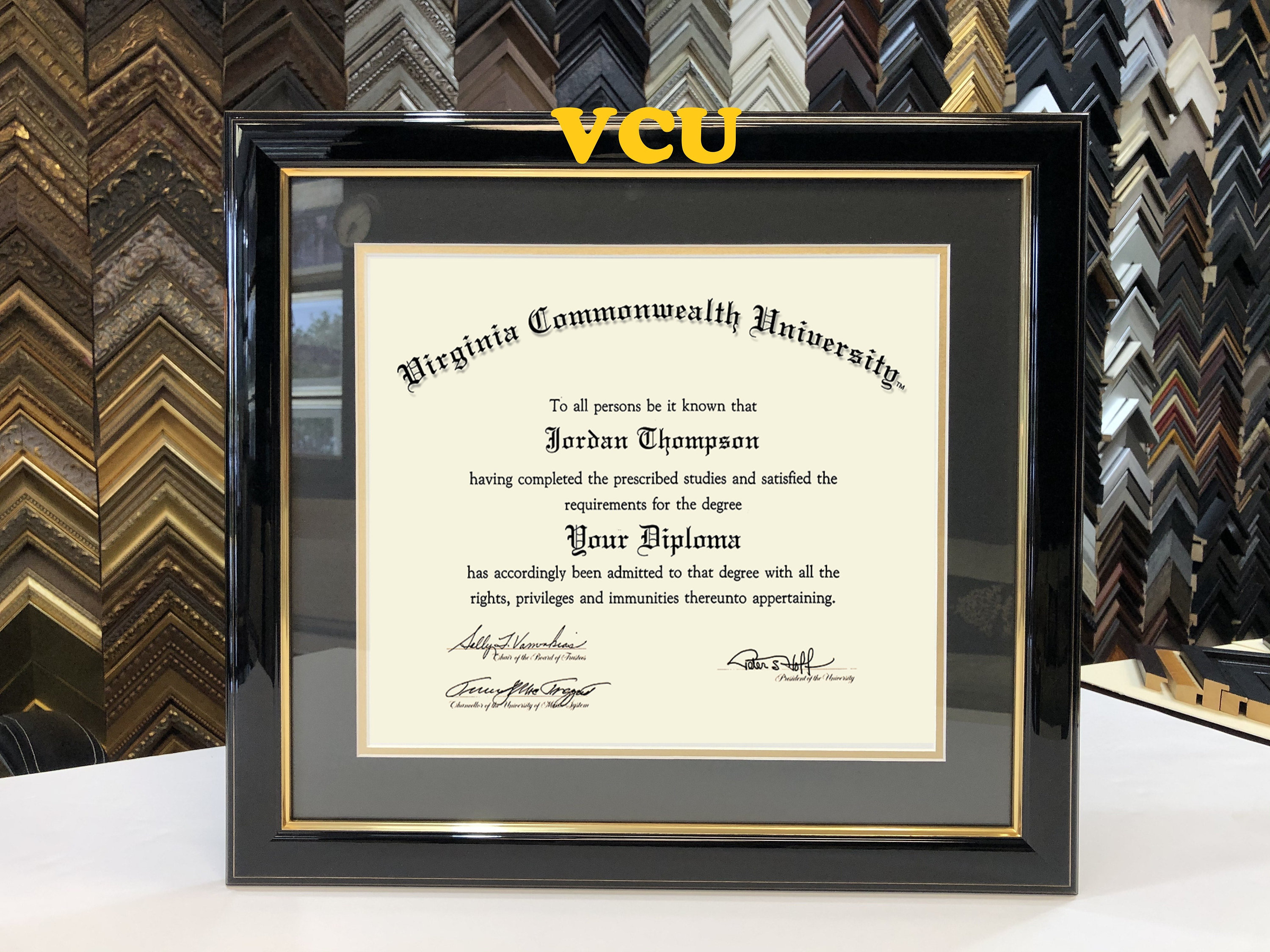 Customized Virginia Commonwealth University VCU Diploma Certificate