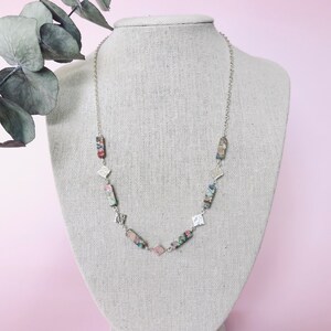 Sterling silver hammered necklace with imperial jasper handmade CALYPSO image 7