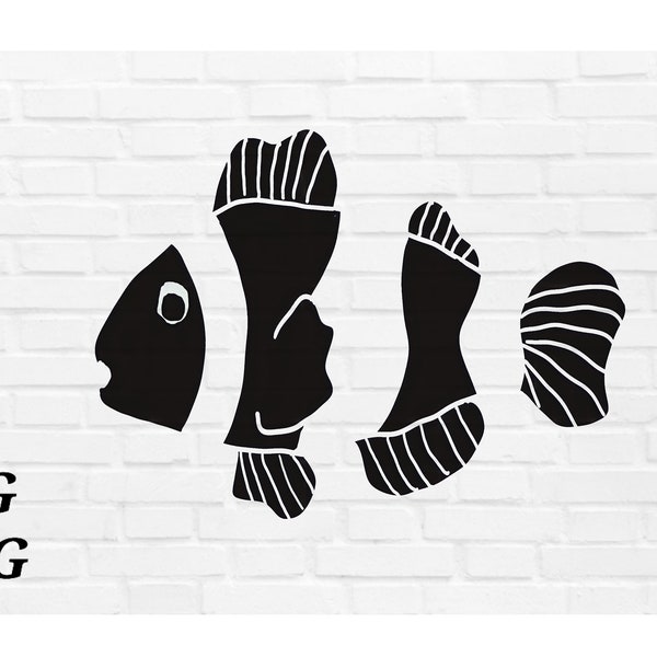 Clownfish SVG, anemonefish vector, nemo vector, instant download for diy project.