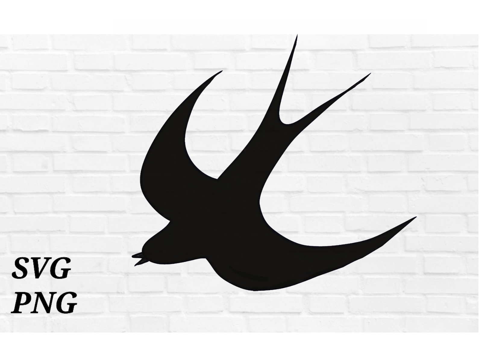 Swallow Silhouette Vector: Bird SVG, PNG, Cut File (Digital Download), image size:1600x1200