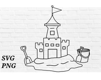 Sand castle clipart, beach castle svg, summer vacation digital art instant download