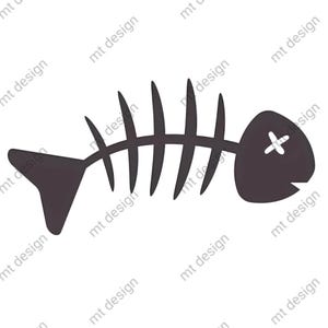 Fish Bone Vector Art, Fish Skeleton Design, Digital Download, Printable Fishbone, Fish skeleton Clipart, Fish SVG, Funny DIY Craft