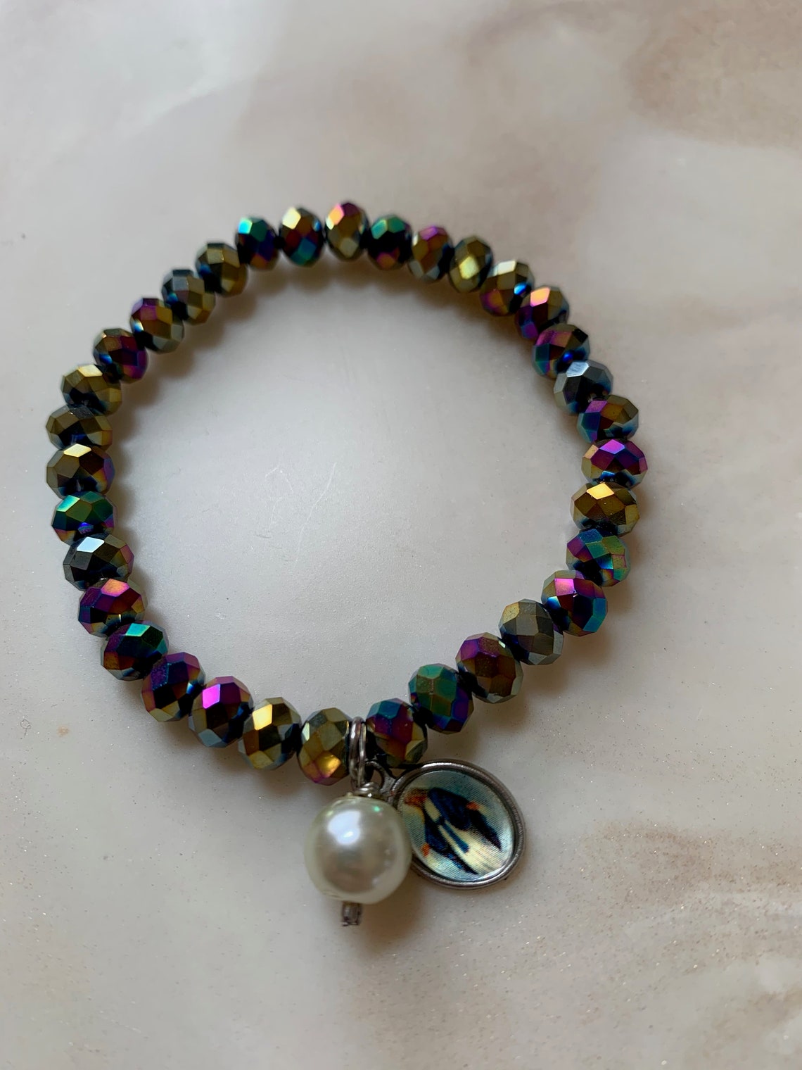 Bracelet en cristal multicolore avec Mother Mary Etsy