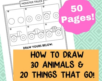 50 fogli di lavoro per imparare a disegnare per bambini: disegno diretto, come disegnare per i bambini, come disegnare per i più piccoli,