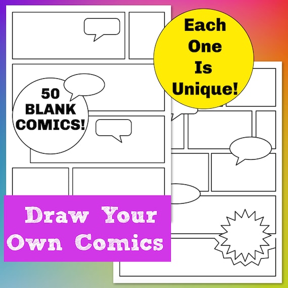 Blank Comic Book: Draw Your Own Comics, Blank Comic Templates, 50
