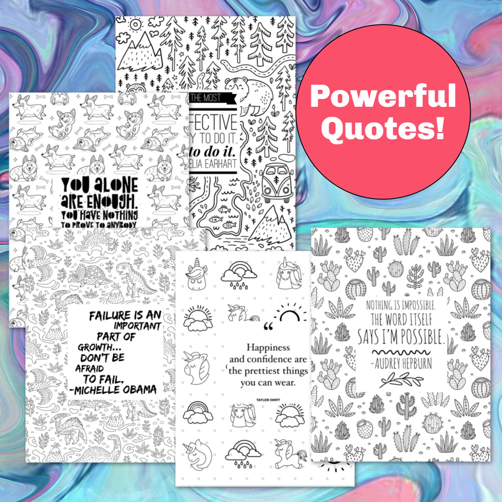 25 Empowering Coloring Pages, Printable Positive Messages for Kids ...