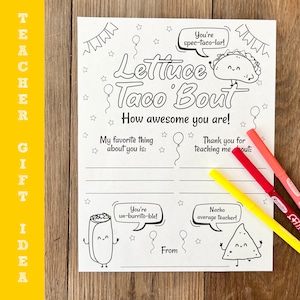 Printable Taco Teacher Appreciation Letter: Let&#39;s Taco Bout How Awesome You Are!