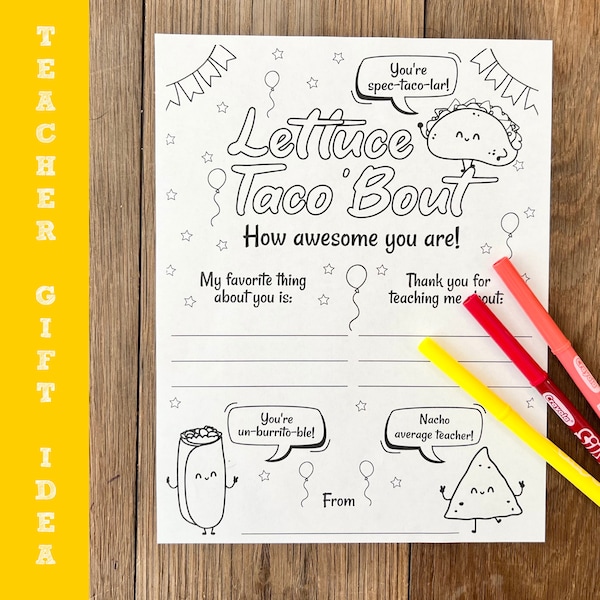 Printable Taco Teacher Appreciation Letter: Let's Taco Bout How Awesome You Are!