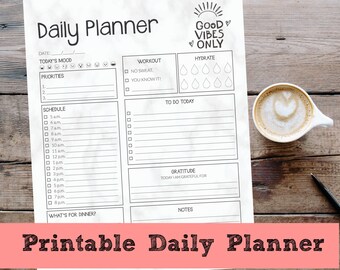Good Vibes Only Printable Daily Planner with Priorities, Gratitude, Schedule and More
