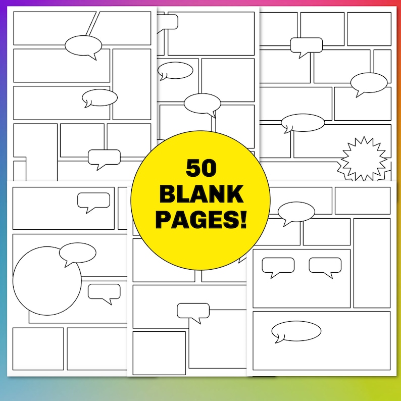 50 Blank Comic Book Pages to Make Your Own Comic Exclusive Etsy