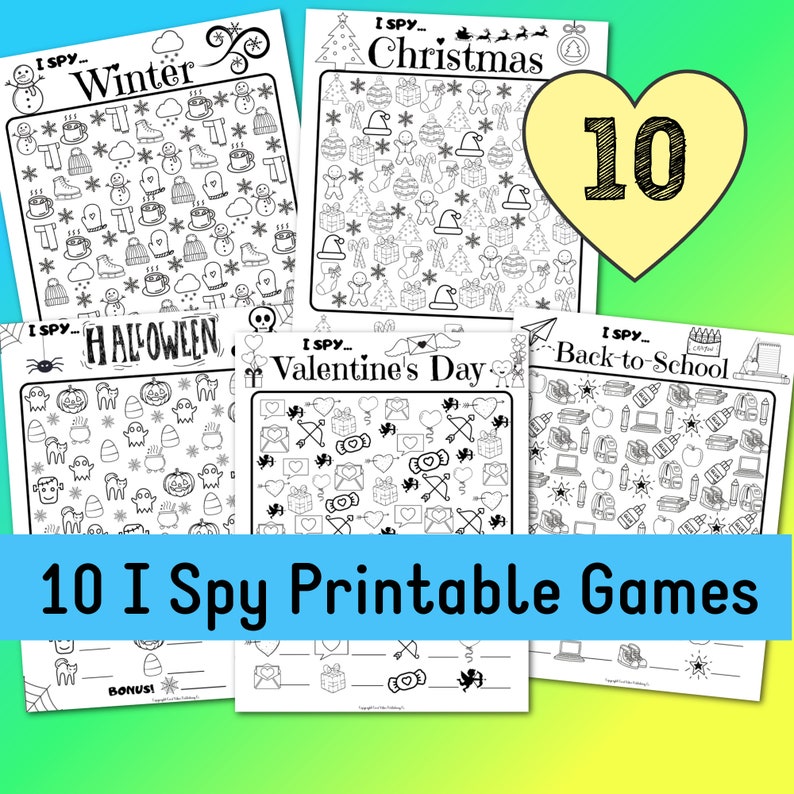 10 Printable I Spy Games and Coloring Pages - Etsy