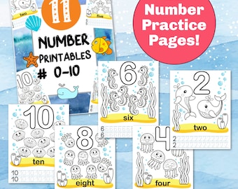 Numbers 0-10 Writing Practice Printables and Coloring Pages: Coloring Book for Kids, Homeschool Worksheets for Kids