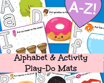 27 Play-Dough Mats for Upper and Lower Case Alphabet Letters: Great For Learning Letters, Fine Motor Skills, & Lots of fun!