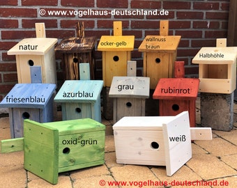 Massivholz - Nistkasten Meisenkasten Halbhöhle Vogelhaus gegen Eichenprozessionsspinner - Kohlmeisen Blaumeisen Gartenrotschwanz Zaunkönig