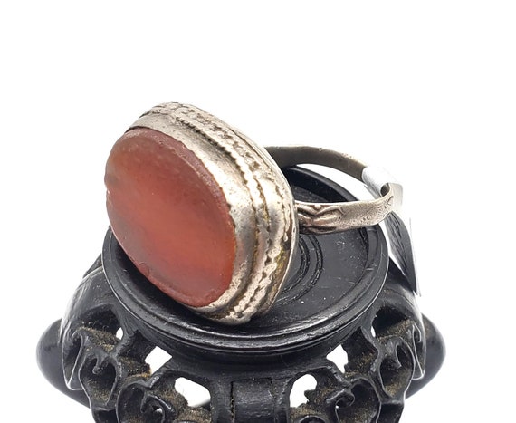 Antique Silver Ancient Carnelian Ring size 8 Yeme… - image 1