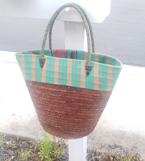 African Beaded Straw Bag Handwoven,Tote Beach Bag… - image 6