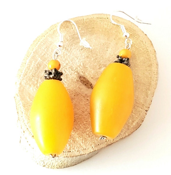 Old African Amber Ethiopian Earrings with Sterlin… - image 6