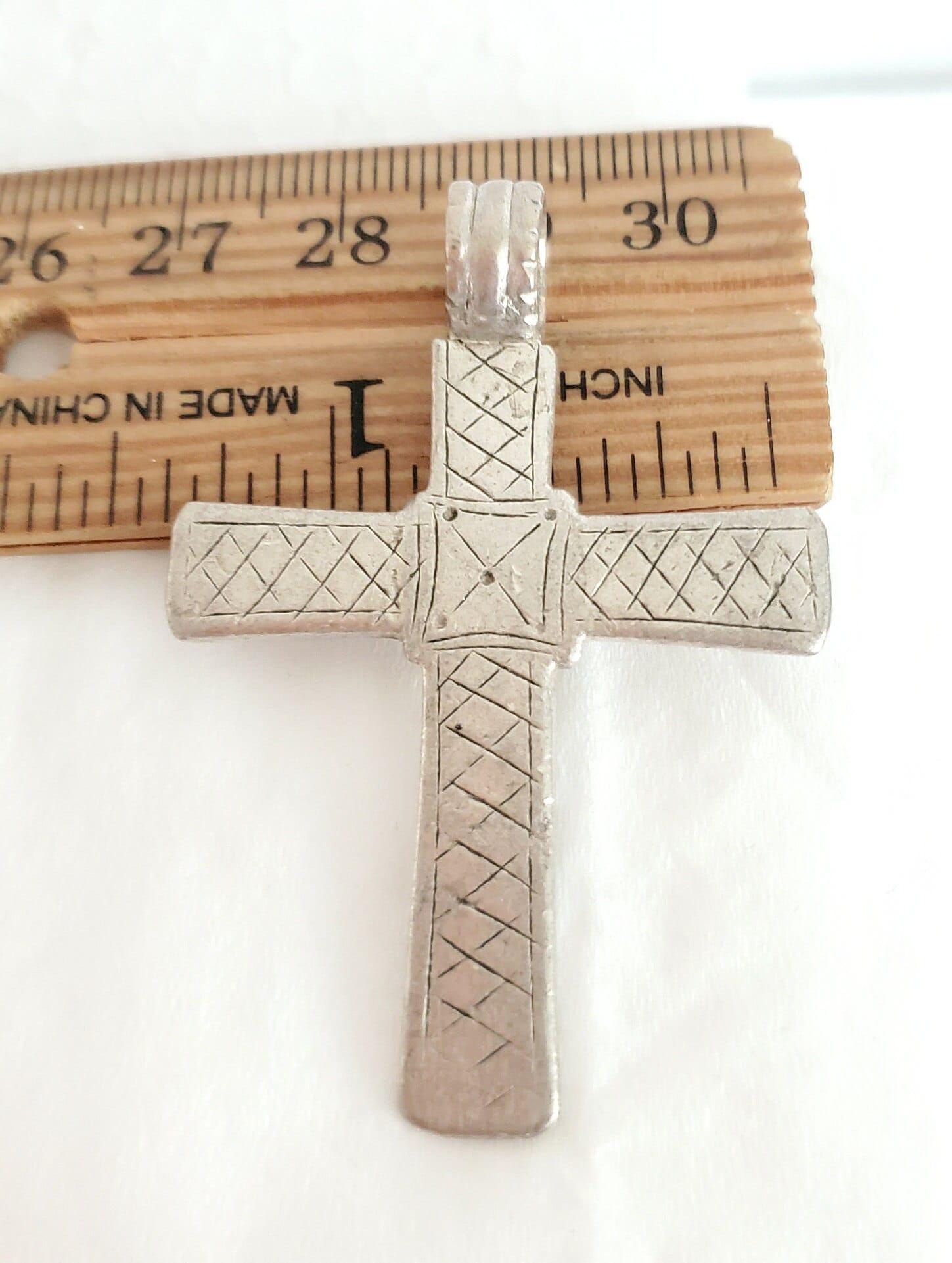 アンティーク エチオピア クリスチャン シルバー クロス ペンダント