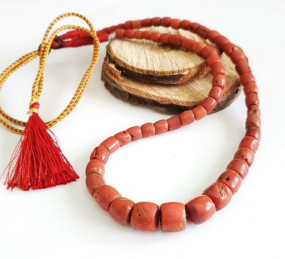 Antique Yemen natural Authentic Red Coral Beads n… - image 1