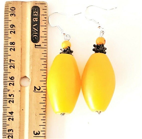 Old African Amber Ethiopian Earrings with Sterlin… - image 8