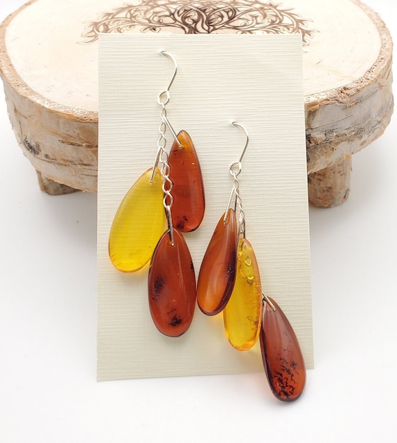 Baltic amber Earrings ,Dangle & Drop Earrings, Nat