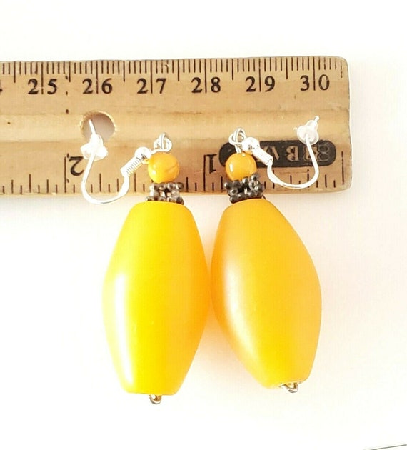 Old African Amber Ethiopian Earrings with Sterlin… - image 9
