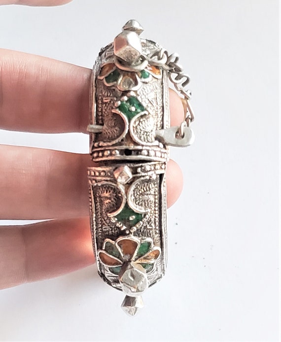 Antique Silver Moroccan Berber enamel Bracelet,et… - image 5