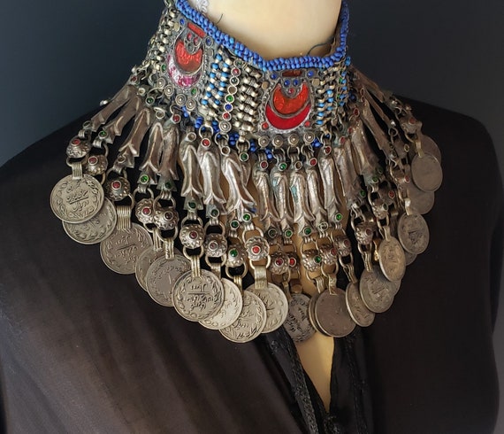 Old silver choker necklace from Pashtun tribal je… - image 3