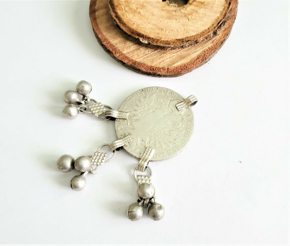 Antique Yemen Silver Dangles coin pendant Maria T… - image 8