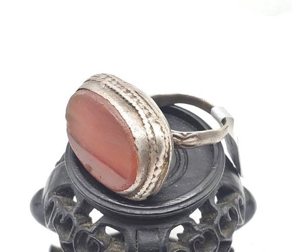 Antique Silver Ancient Carnelian Ring size 8 Yeme… - image 8