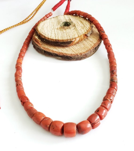 Antique Yemen natural Authentic Red Coral Beads n… - image 3
