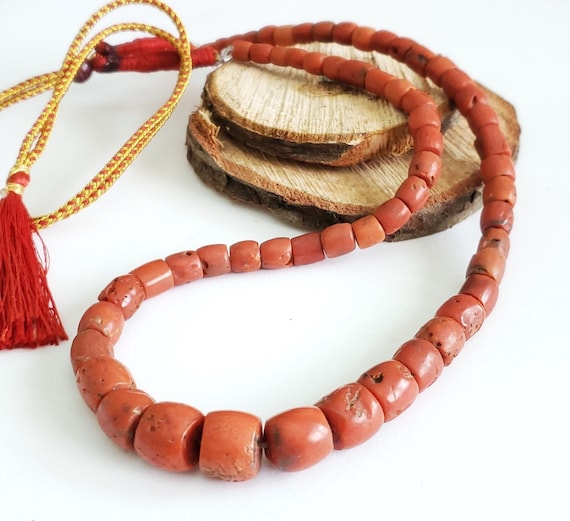 Antique Yemen natural Authentic Red Coral Beads n… - image 8