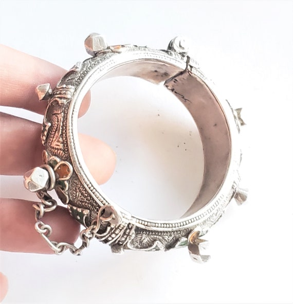 Antique Silver Moroccan Berber enamel Bracelet,et… - image 6