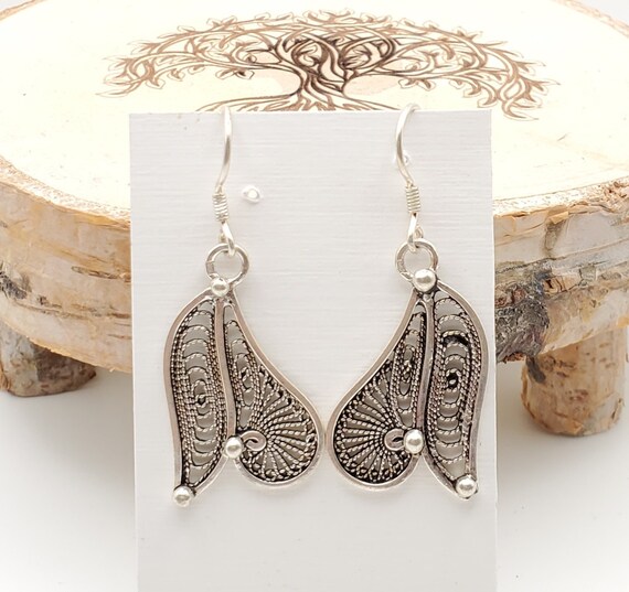 Moroccan Berber Filigree Sterling Silver Dangle E… - image 1