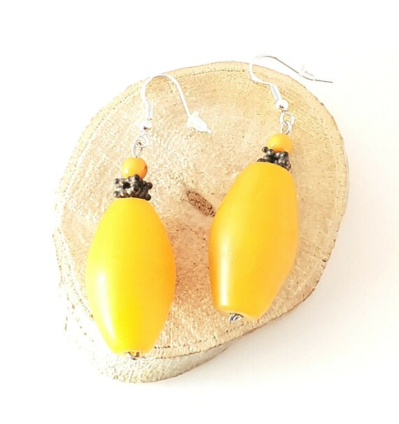 Old African Amber Ethiopian Earrings with Sterlin… - image 5