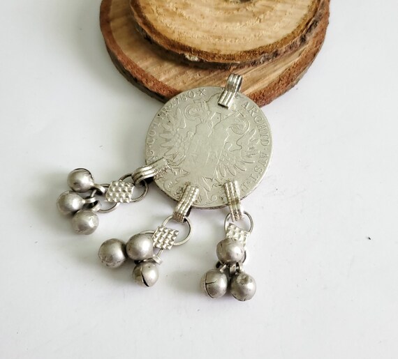 Antique Yemen Silver Dangles coin pendant Maria T… - image 7