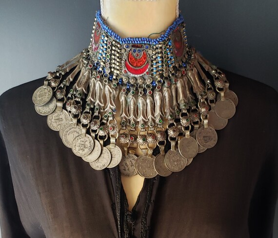 Old silver choker necklace from Pashtun tribal je… - image 10