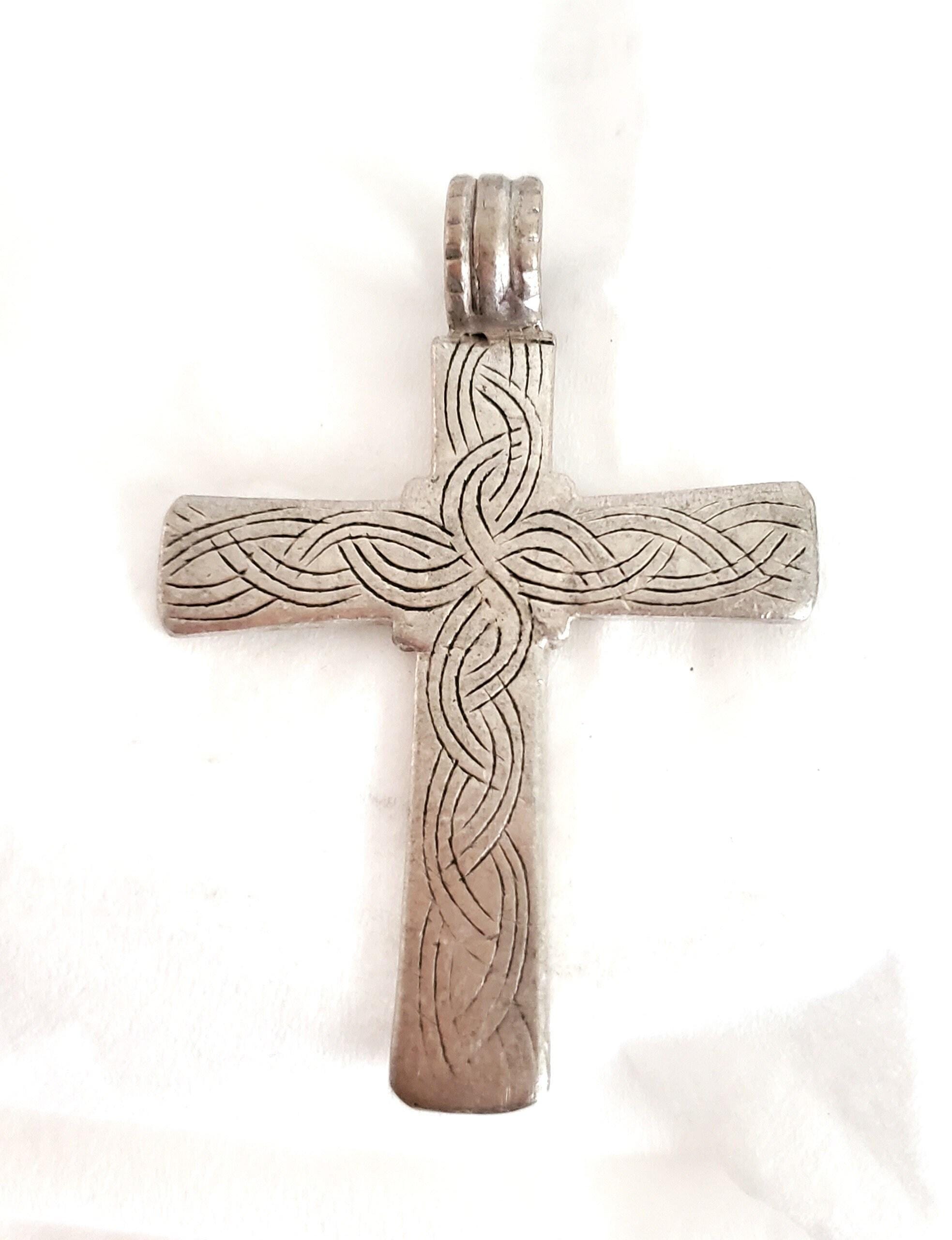 アンティーク エチオピア クリスチャン シルバー クロス ペンダント