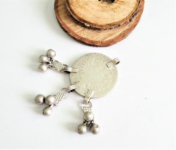 Antique Yemen Silver Dangles coin pendant Maria T… - image 2