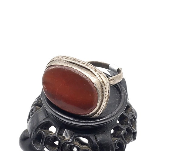 Antique Silver Ancient Carnelian Ring size 8 Yeme… - image 5